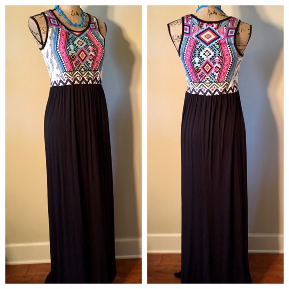 Kate USA Dresses & Skirts - ⬇️ KATE USA Black Multi Stretch Maxi Dress NWT